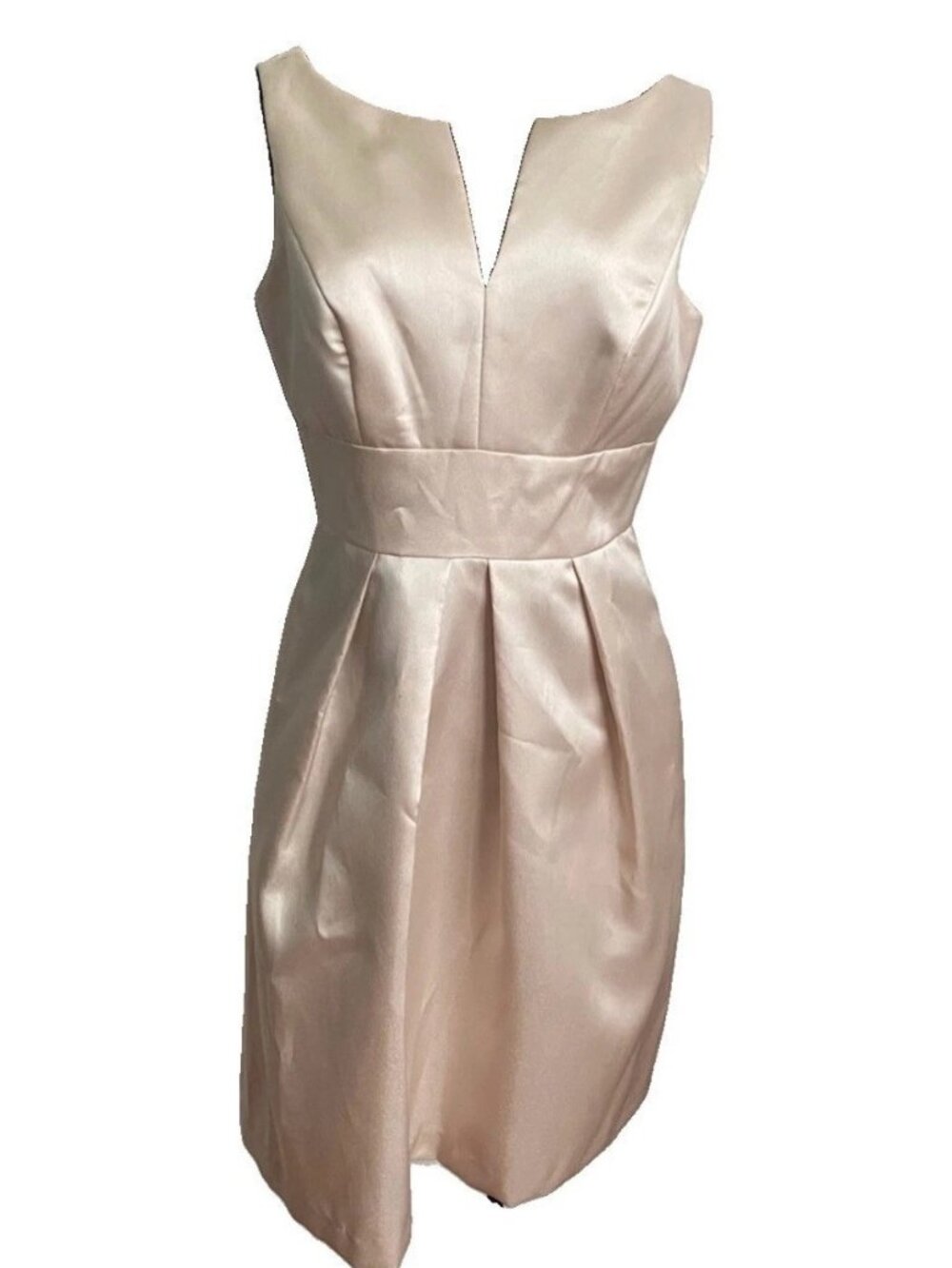 Alfred Sung Champagne Dress 10 Sateen Pocketed Pleated Waistband Palomino